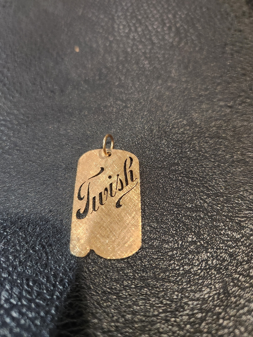 Gold Engraved 'Twish' Dog Tag Pendant